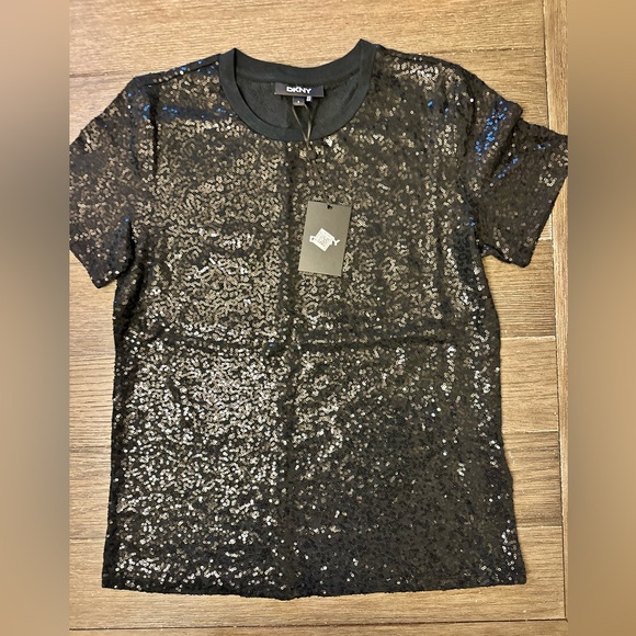 DKNY Black Sequin Top - NEW WITH TAG - Size Small - Picture 3 of 5